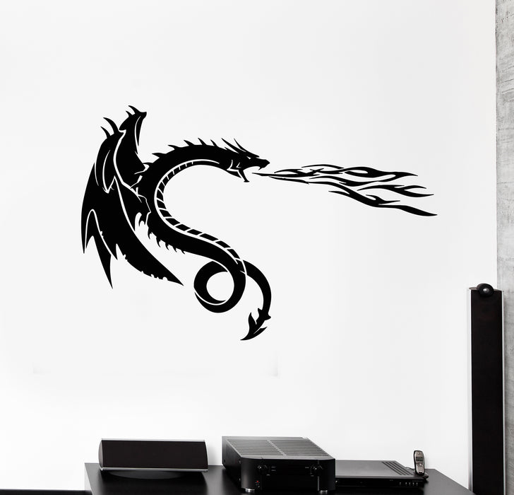 Vinyl Wall Decal Flying Fairy Dragon Fire Mythology Fear Stickers Mural (g496)