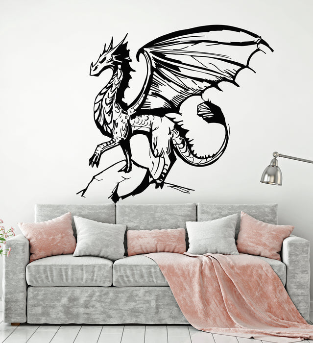 Vinyl Wall Decal Myth Dragon Fantasy Monster Animal Sketch Decor Stickers Mural (g1275)