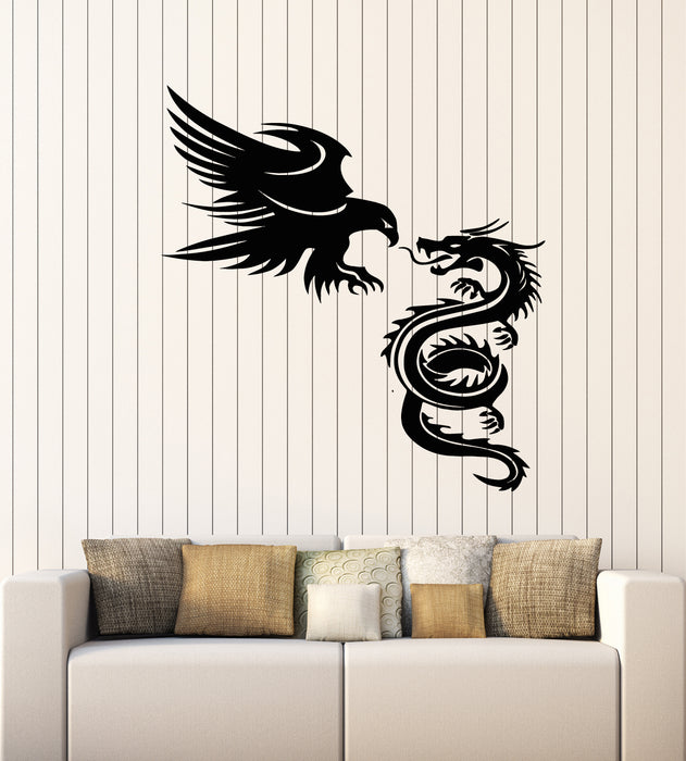 Vinyl Wall Decal Dragon with Eagle Fantastic Beasts Animal Bird Stickers Mural (g2923)