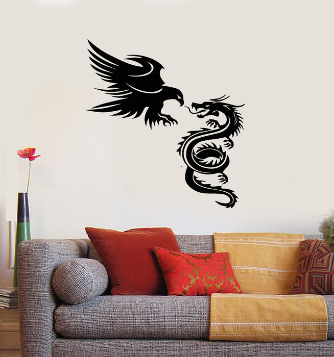 Vinyl Wall Decal Dragon with Eagle Fantastic Beasts Animal Bird Stickers Mural (g2923)