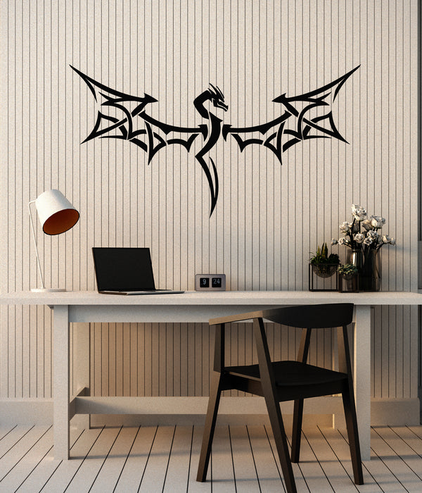 Vinyl Wall Decal Flying Dragon Wings Tribal Fantasy Mythology Stickers Mural (g6877)