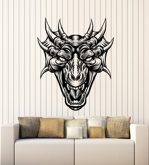 Vinyl Wall Decal Dragon Head Fairy Myth Beast Fantastic Animal Stickers Mural (g5083)