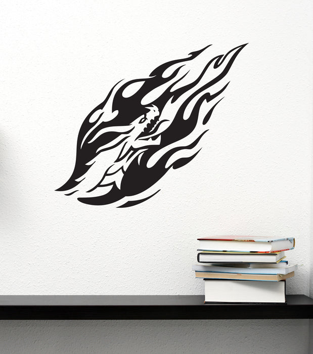 Dragon on Fire Vinyl Wall Decal Dangerous Beast Stickers Mural (k334)