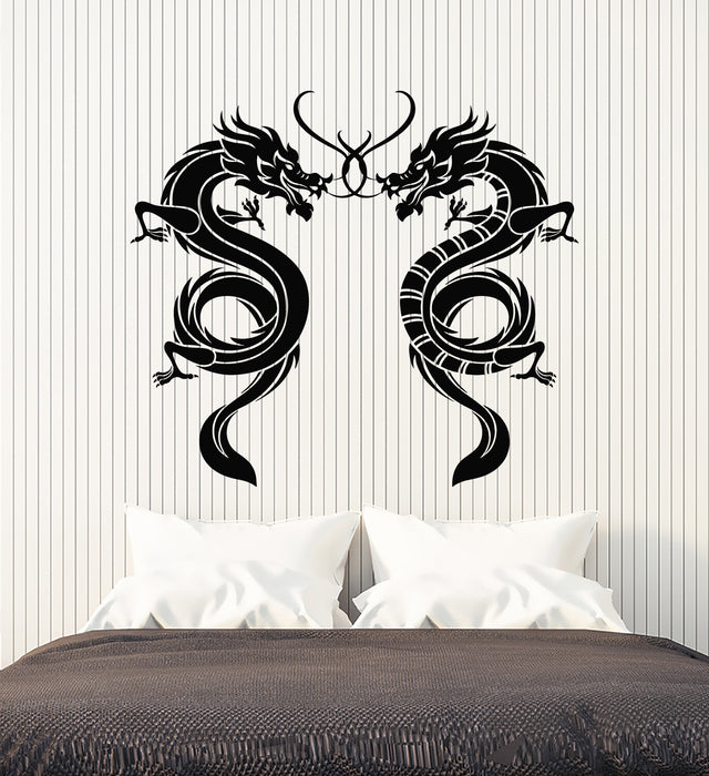 Vinyl Wall Decal Traditional Chinese Couple Dragons Asian Style Stickers Mural (g5569)