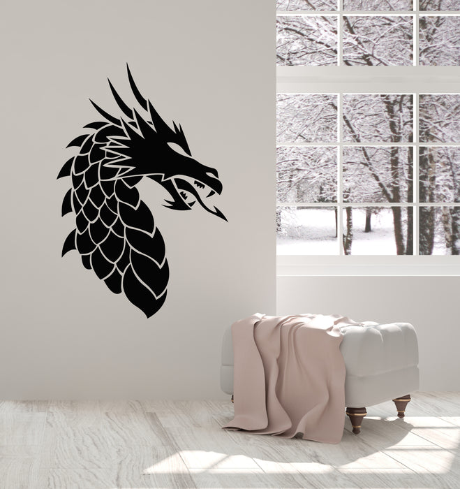 Vinyl Wall Decal Mythological Dragon Head Fairy Animal Beast Stickers Mural (g4313)