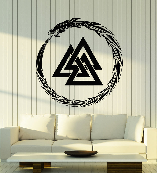 Vinyl Wall Decal Scandinavian Sacred Sign Circle Dragon Stickers Mural (g5218)