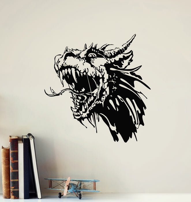 Vinyl Wall Decal Angry Dragon Head Fairy Myth Beast Decor Stickers Mural (g6150)