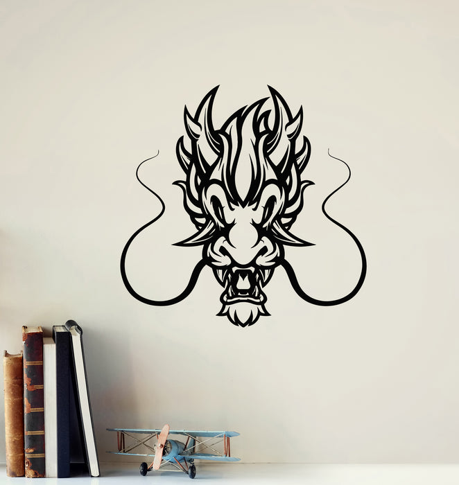Vinyl Wall Decal Asian Decor Chinese Dragon Head Mythology Stickers Mural (g6162)