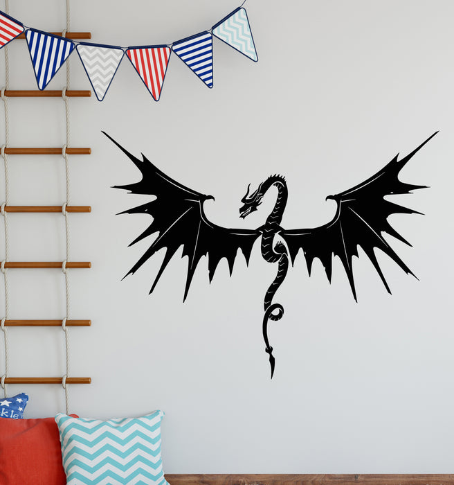 Vinyl Wall Decal Flying Dragon Medieval Beast Animal Art Stickers Mural (g6258)