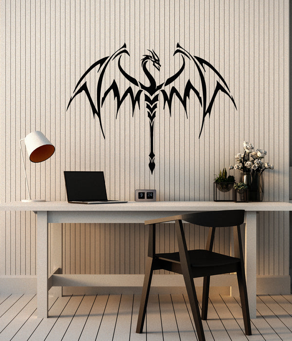 Vinyl Wall Decal Tribal Dragon Fantasy Mythology Flying Monster Stickers Mural (g7235)