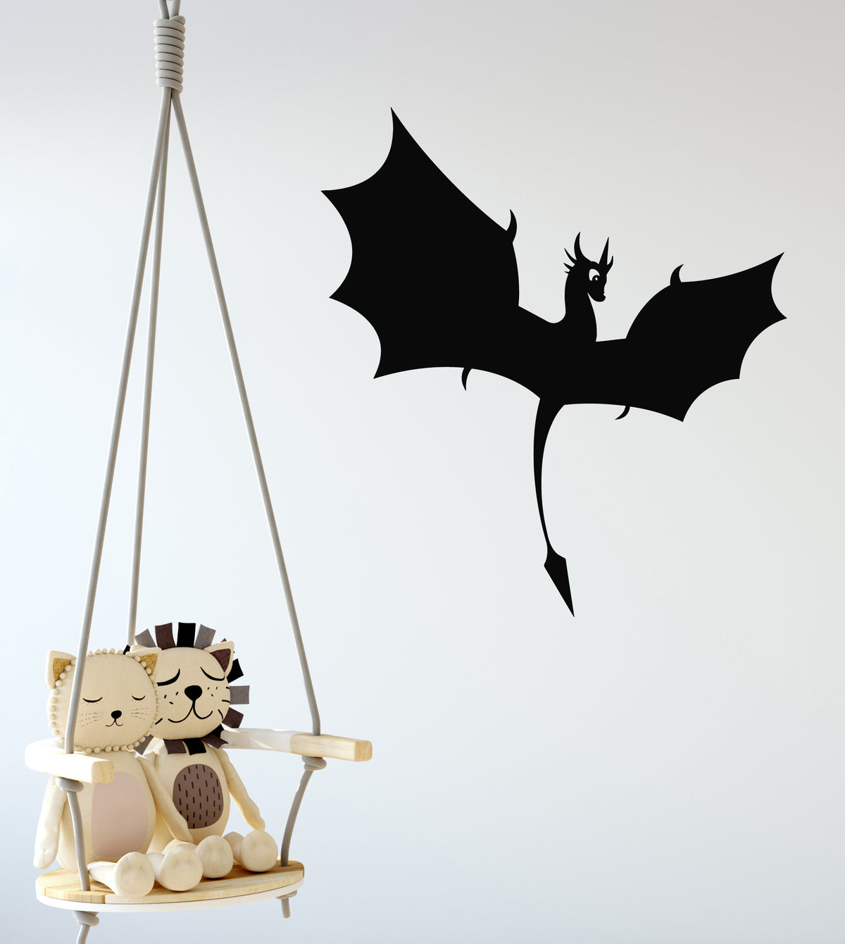 Kids Wall Decal - Flying Dragon & Princess Castle Fairy Tale Mural Sticker, Large Black Vinyl Decor For Bedroom - View #8