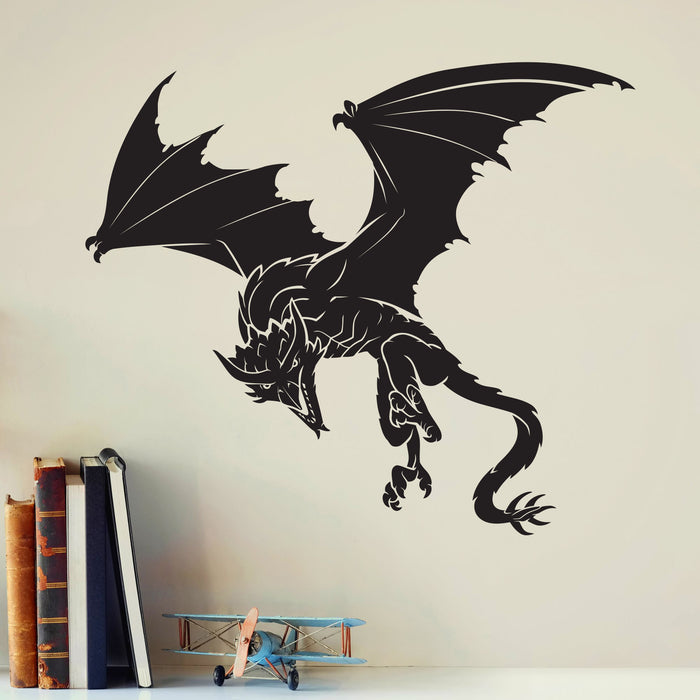 Dragon Vinyl Wall Decal Mythological Beast Fantasy Teen Room Decor Idea Stickers Mural (ig6496)