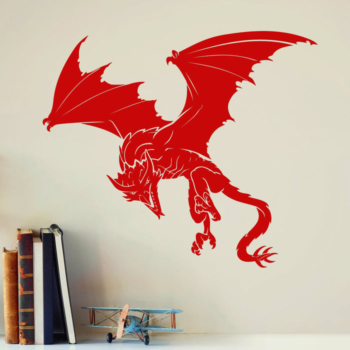 Dragon Vinyl Wall Decal Mythological Beast Fantasy Teen Room Decor Idea Stickers Mural (ig6496)