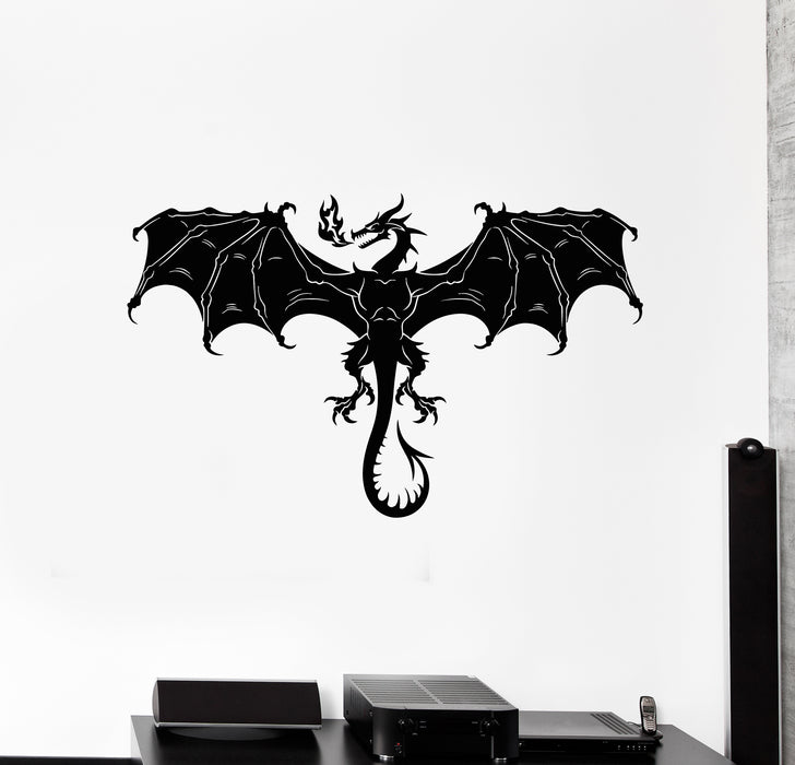 Vinyl Wall Decal Myth Beast Fantasy Art Flying Fire Dragon Stickers Mural (g3174)