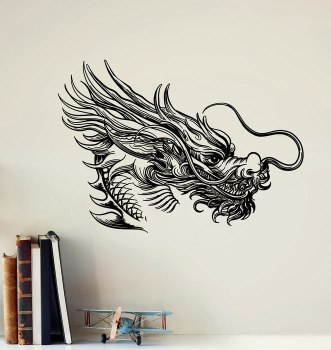 Vinyl Wall Decal Chinese Dragon Head Oriental Myth Animal Stickers Mural (g5579)