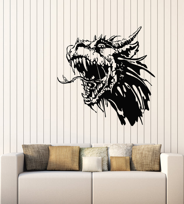 Vinyl Wall Decal Angry Dragon Head Fairy Myth Beast Decor Stickers Mural (g6150)