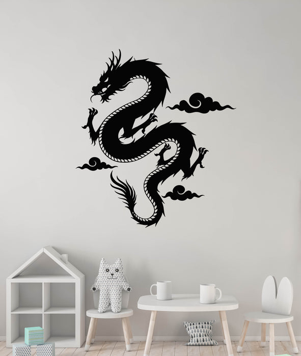 Vinyl Wall Decal Flying Chinese Dragon Silhouette Myth Asian Style Stickers Mural (g8197)