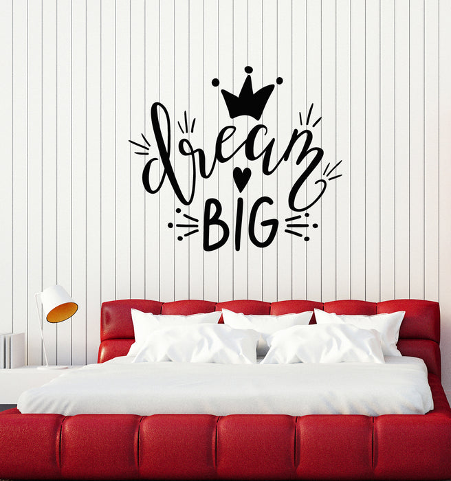 Виниловая наклейка на стену с фразами-вдохновением Dream Big Crown Home Idea Наклейки Mural (g1487)