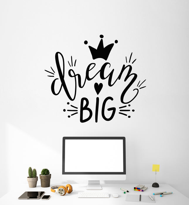 Виниловая наклейка на стену с фразами-вдохновением Dream Big Crown Home Idea Наклейки Mural (g1487)