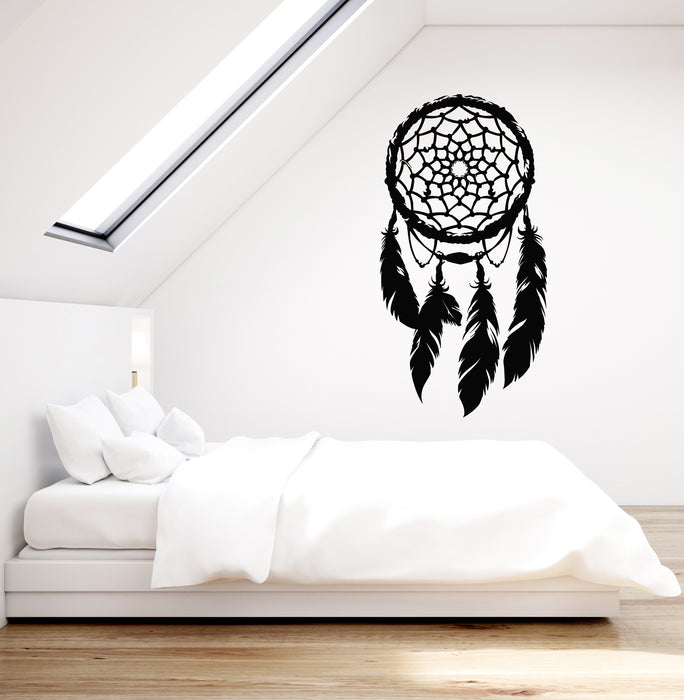 Vinyl Wall Decal Dreamcatcher Feathers Talisman Amulet Bedroom Ethnic Decor Stickers Mural (g928)