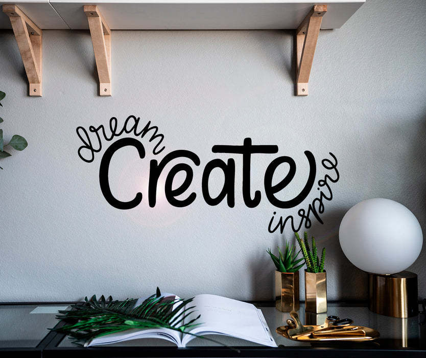 Vinyl Wall Decal Inspiring Quote Dream Create Inspire Words Stickers Mural gz080