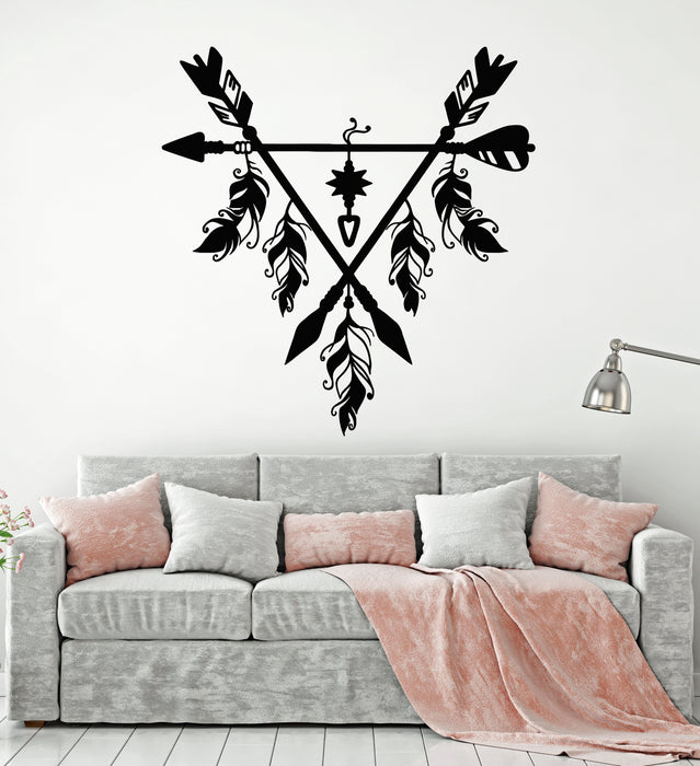 Vinyl Wall Decal Dream Catcher Feather Arrow Ethnic Style Bedroom Decor Stickers Mural (g1134)