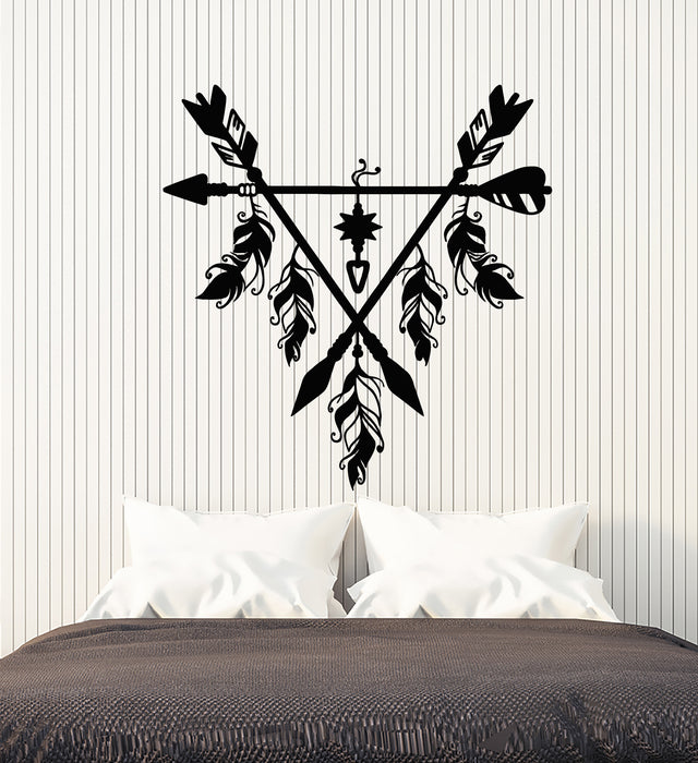 Vinyl Wall Decal Dream Catcher Feather Arrow Ethnic Style Bedroom Decor Stickers Mural (g1134)