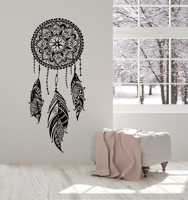 Vinyl Wall Decal Bedroom Design Feathers Dreamcatcher Amulet Stickers Mural (g1688)