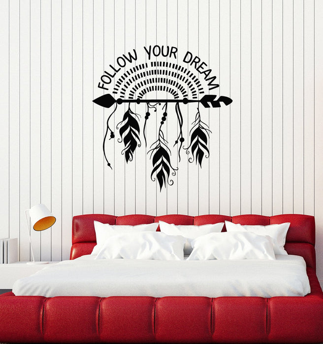 Vinyl Wall Decal Dreamcatcher Arrow Feathers Ethnic Style Quote Room Decor Stickers Mural (ig5621)