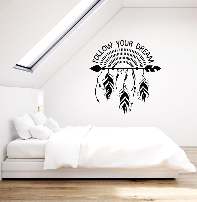 Vinyl Wall Decal Dreamcatcher Arrow Feathers Ethnic Style Quote Room Decor Stickers Mural (ig5621)