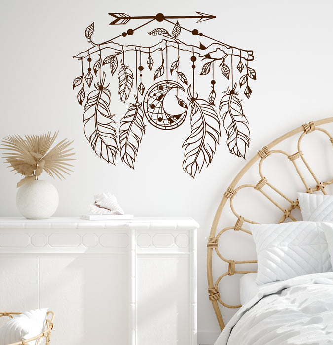 Vinyl Decal Wall Dreamcatcher Arrow Feathers Ethnic Style Branch Stickers Unique Gift (1156ig)