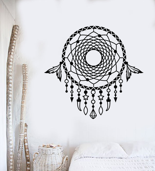 Vinyl Wall Decal Dreamcatcher Ornament American Native Feathers Stickers Mural (g6873)