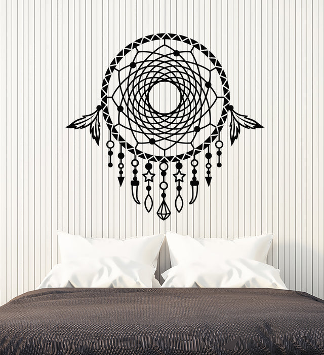 Vinyl Wall Decal Dreamcatcher Ornament American Native Feathers Stickers Mural (g6873)