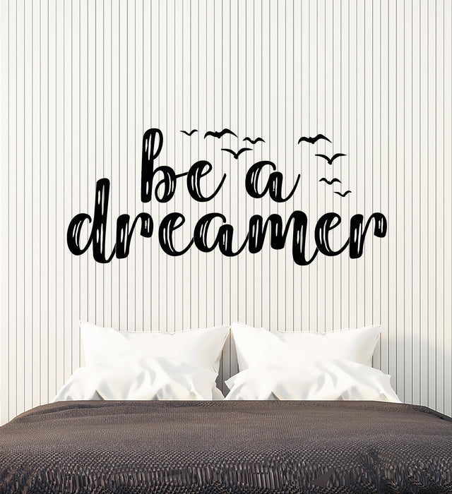 Vinyl Wall Decal Inspiring Phrase Be A Dreamer Birds Flying Stickers Mural (g2503)