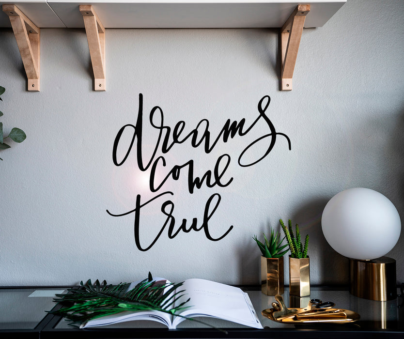 Vinyl Wall Decal Dreams Come True Inspirational Quote Home Decor Stickers Mural 22.5 in x 19 in gz140
