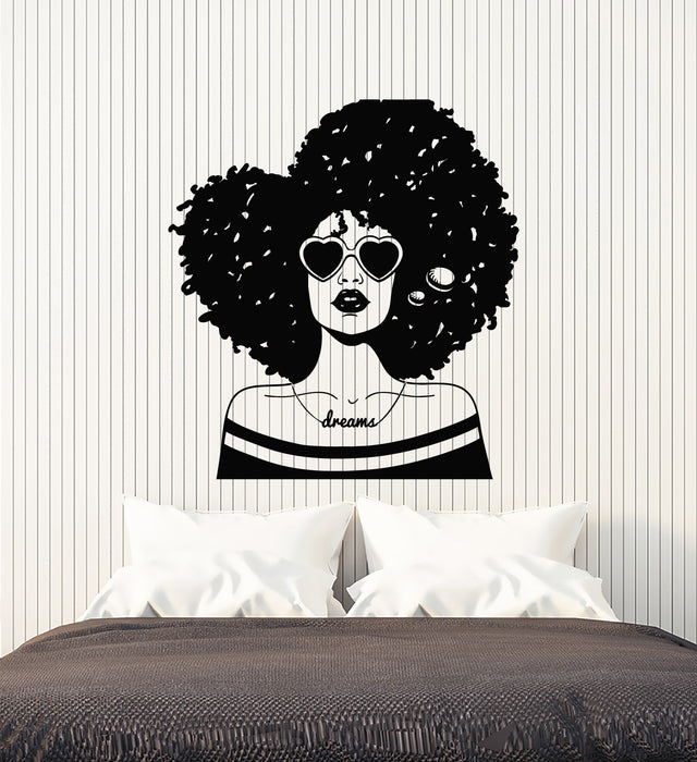 Vinyl Wall Decal Beauty Black Woman Afro Hair Style Dreams Stickers Mural (g3164)