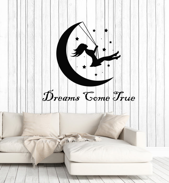 Vinyl Wall Decal Crescent Swing Girl Bedroom Sweet Dreams Stickers Mural (g3387)