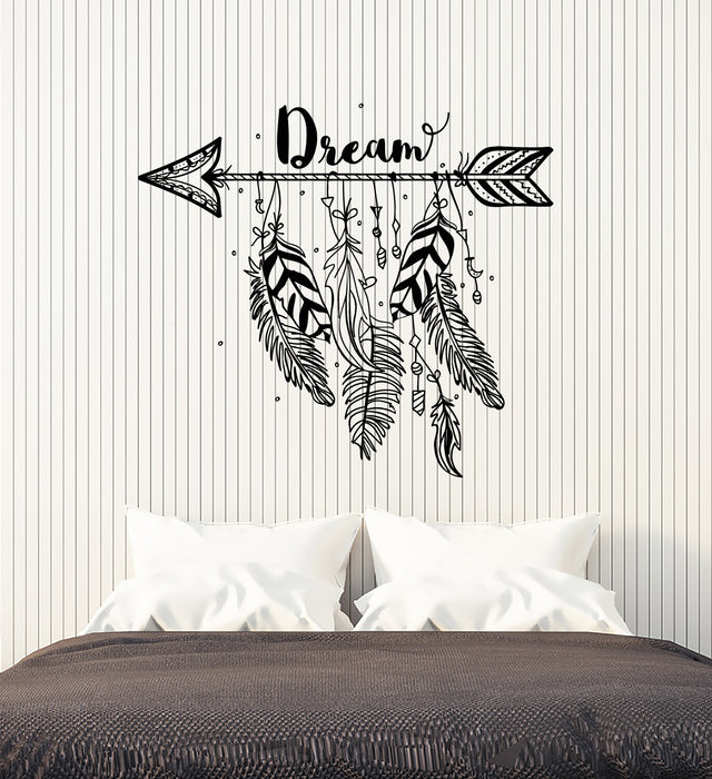 Vinyl Wall Decal Arrow Feathers Dreamcatcher Bedroom Decoration Stickers Mural (g4840)