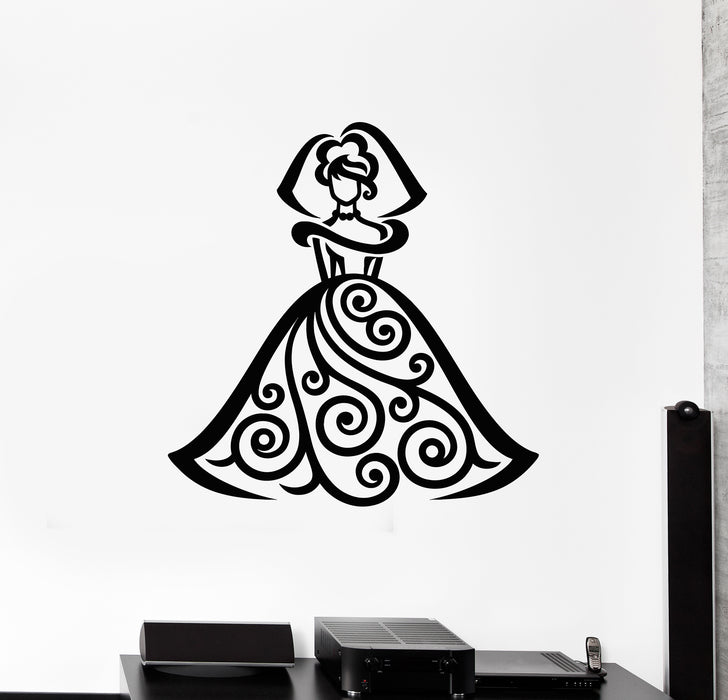 Vinyl Wall Decal Wedding Dresses Attire Women Dress Shop Stickers Mural (g376)