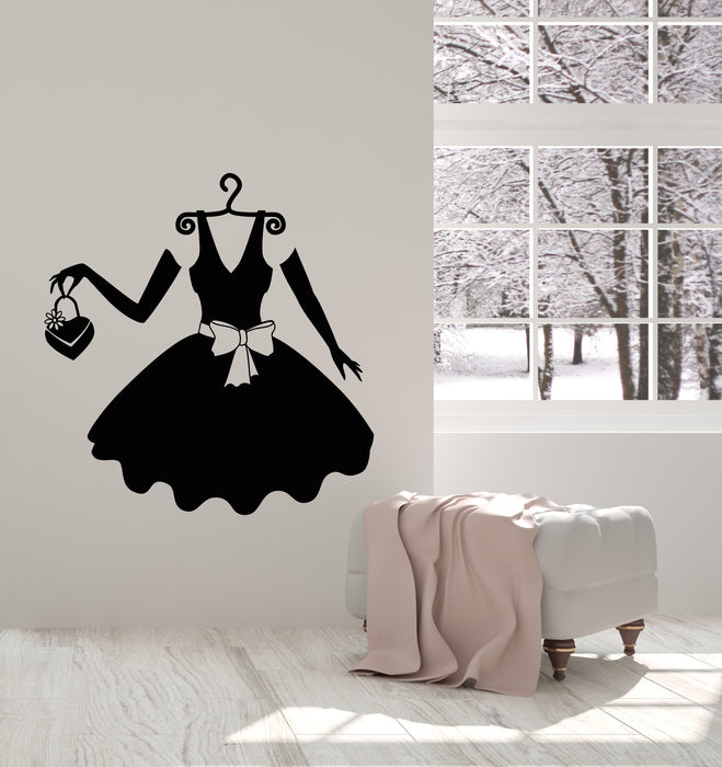 Vinyl Wall Decal Little Black Dress Woman Fashion Studio Clothes Shopping Stickers Mural (g683)
