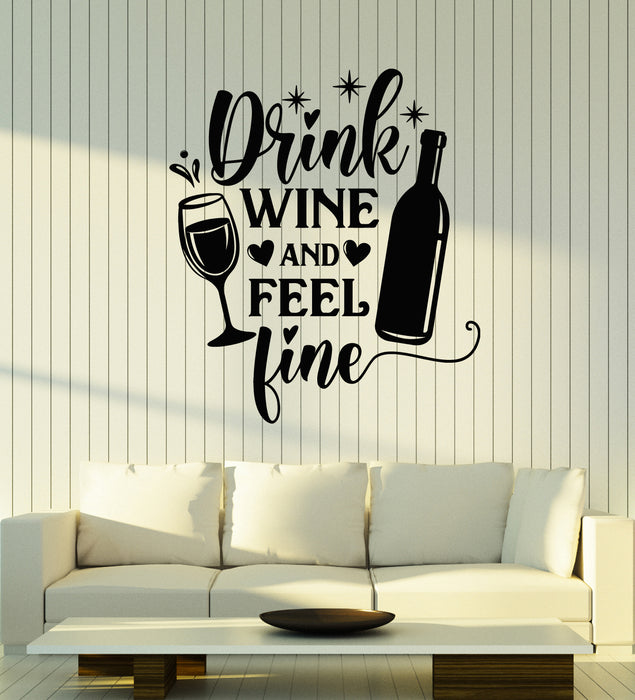 Vinyl Wall Decal Drink Wine Shop Motivational Slogan Quote Stickers Mural (g7425)
