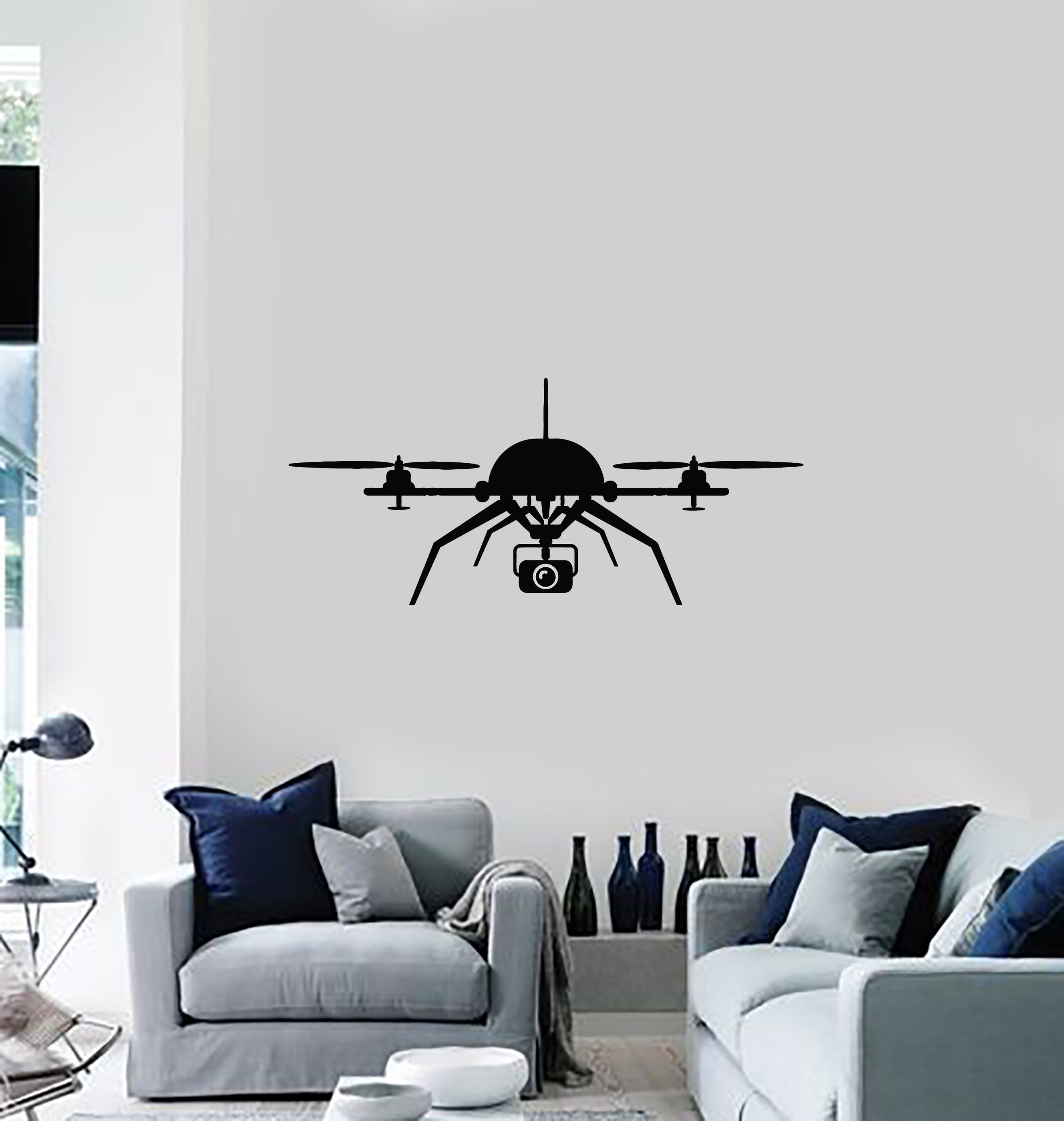 Vinyl Wall Decal UAV Quadcopter Racing Drone Aircraft Stickers Mural ...
