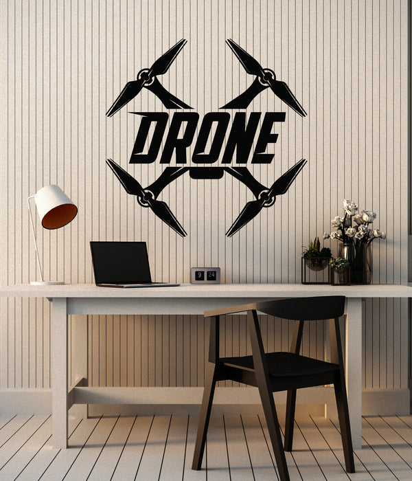 Vinyl Wall Decal Emblem Drone Logo Flying Club Aircraft Decor Stickers Mural (g7371)