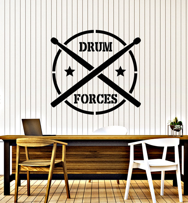 Vinyl Wall Decal Words Drum Forces Drummer Music Decor Stickers Mural (g4895)