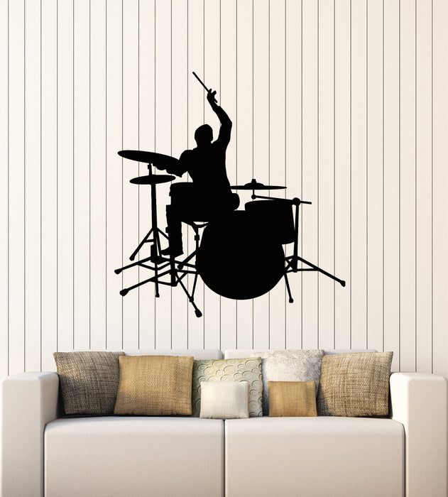 Vinyl Wall Decal Drums Musical Instruments Drummer Drumsticks Stickers Mural (g1433)