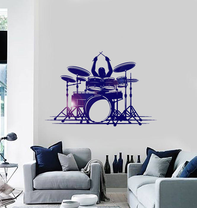 Vinyl Wall Decal Drummer Music Drum Musical Art Rock Pop Stickers Unique Gift (ig4641)
