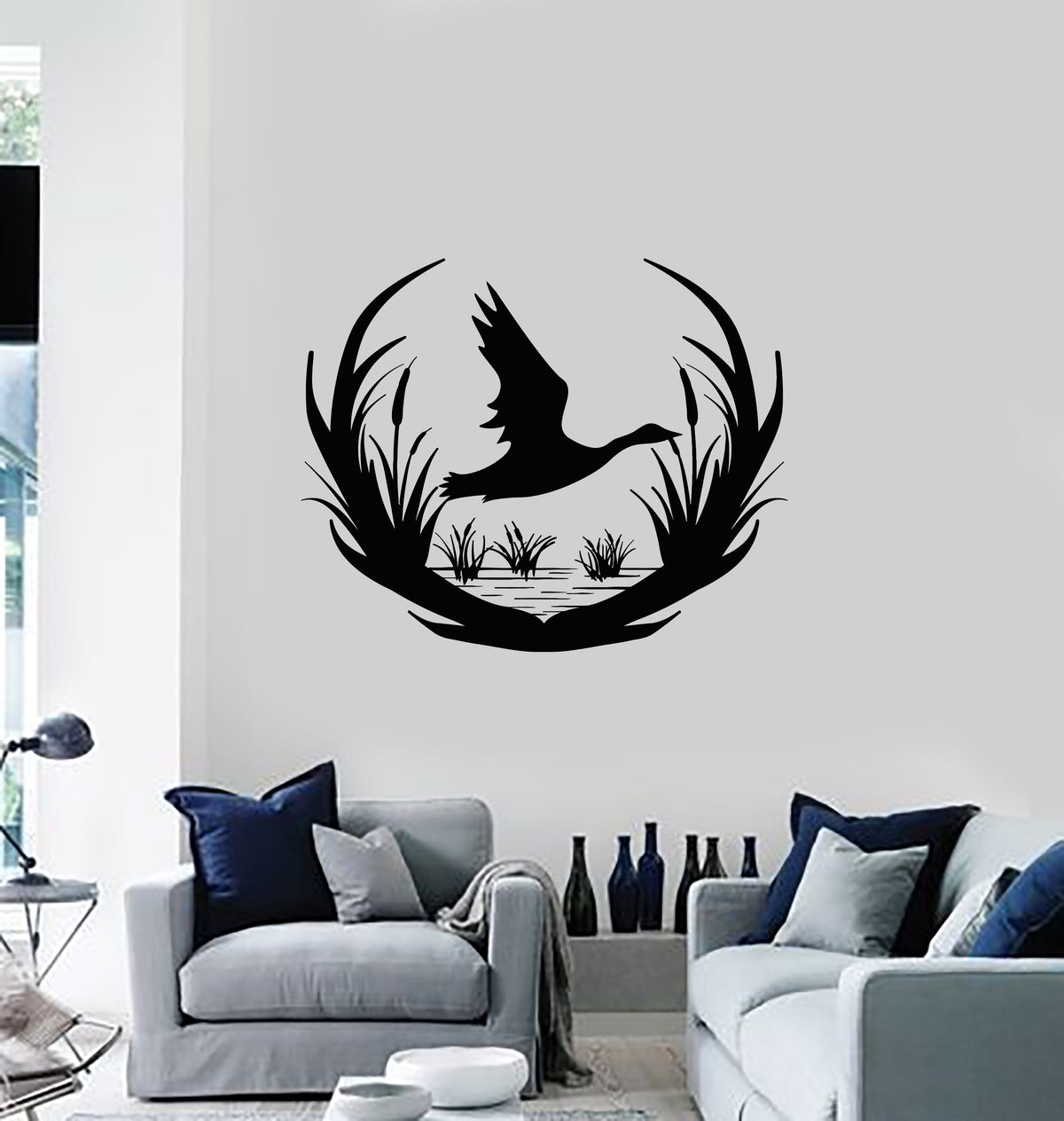 Vinyl Wall Decal Hunting Club Store Duck Wildfowl Lake Hunter Stickers