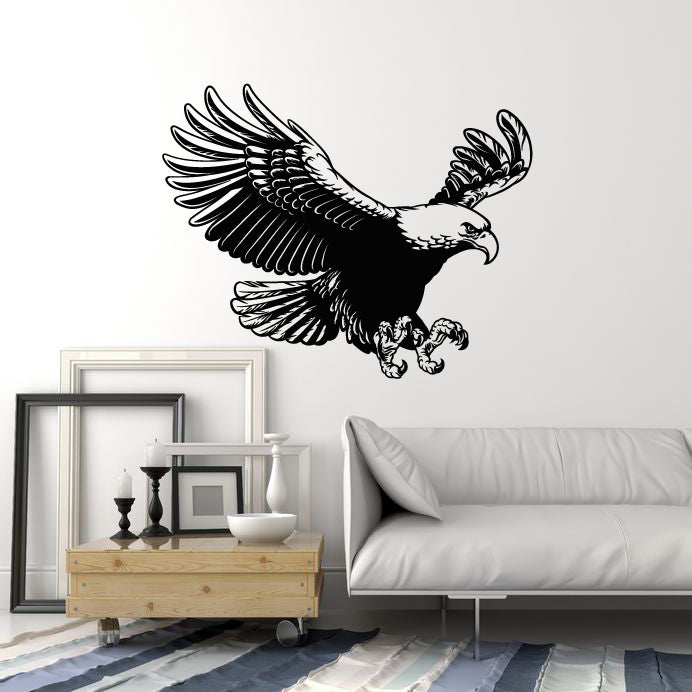 Vinyl Wall Decal Big Tribal Bird American Symbol Flying Eagle Claws Stickers Mural (g1337)