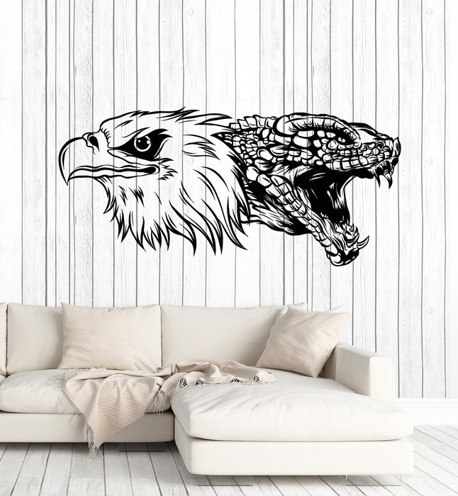 Vinyl Wall Decal Poisonous Snake And Bald Eagle Head Decor Stickers Mural (g7356)