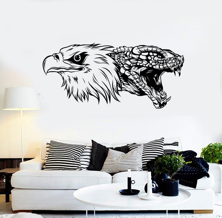 Vinyl Wall Decal Poisonous Snake And Bald Eagle Head Decor Stickers Mural (g7356)
